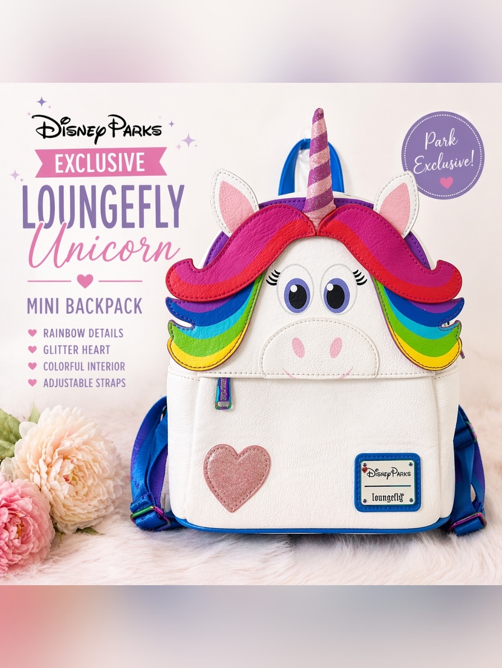 Disney Parks Loungefly Unicorn Rainbow Mini Backpack Park Exclusive - Picture 11 of 11